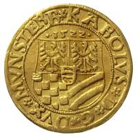Karol I 1511-1536, dukat 1522, Złoty Stok, FuS 2068, Fr. 3228, złoto 3.49 g, rzadszy typ monety