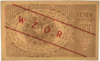 1.000 marek polskich 17.05.1919, WZÓR bez perforacji, seria 000000, Miłczak 22a, Lucow 337 R6, wyj..
