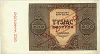 1.000 złotych 1945, WZÓR, seria A 1234567, Miłczak 120a, rzadkie, ładnie zachowane