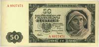 50 złotych 1.07.1948, seria A, numeracja siedmiocyfrowa, Miłczak 138d, rzadkie w tym stanie zachow..