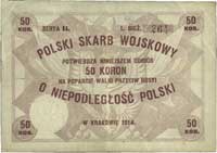 Polski Skarb Wojskowy, 50 koron 1914, Kraków, edycja pierwsza, Lucow 483 R7, bardzo rzadkie