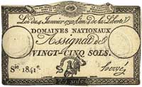 zestaw banknotów porewolucyjnych: 25 soli 4.01.1792 i 50 soli 23.05.1793 (2 sztuki), Pick A55 i A7..