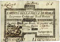 zbiór asygnat Republica Romana, 9, 10 Paoli roku 7 republiki oraz 29 scudo, razem 3 sztuki