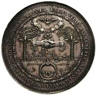 medal okolicznościowy - ślubny, autorstwa Sebastiana Dadlera, ok.1636 r, Aw: Dwie postacie - mężcz..