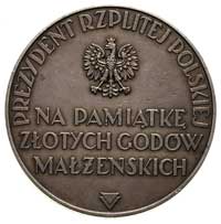medal na pamiątkę złotych godów małżeńskich autorstwa Józefa Aumillera, 1937, Aw: Popiersie prezyd..