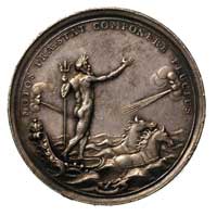 medal, 1596, Aw: Neptun na łodzi ciągięty przez parę koni przez wzburzone morze, powyżej w półkolu..