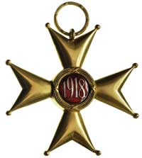 Krzyż wielki i gwiazda Orderu Odrodzenia Polski 1918, (I klasa), krzyż złocony 69 mm, emalia biała..