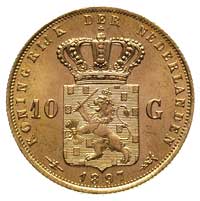 Wilhelmina 1890-1948, 10 guldenów 1897, Utrecht, Fr. 347, złoto 6.73 g, rzadszy rocznik, wyśmienic..