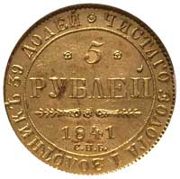 5 rubli 1841, Petersburg, Bitkin 18, Fr. 155, złoto, moneta w pudełku NGC z certyfikatem MS 64, pi..