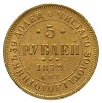 5 rubli 1872, Petersburg, Bitkin 20, Fr. 163, złoto 6.52 g, bardzo ładnie zachowane, drobne rysy w..