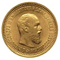 5 rubli 1889, Petersburg, krótka broda cara, bez liter A√ na szyi, Bitkin 33, Fr. 168, złoto 6.44 ..