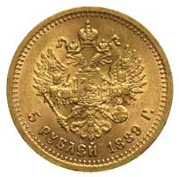 5 rubli 1889, Petersburg, krótka broda cara, bez liter A√ na szyi, Bitkin 33, Fr. 168, złoto 6.44 ..