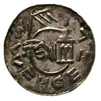 Wratysław II 1054-1061, denar, Aw: Nad podwójnym łukiem popiersie w szerokiej koronie, w otoku nap..