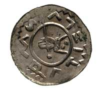 Wratysław II 1054-1061, denar, Aw: Głowa w prawo, w otoku napis WENCEZLVS, Rw: Ręka z kopią, w oto..