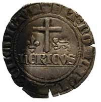 Henryk VI 1422-1453, biały grosz, Paryż, Aw: Tarcze herbowe Francji i Anglii, powyżej napis HERICV..