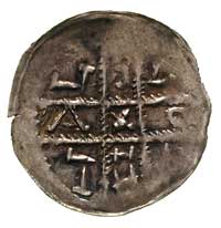 Mieszko I Plątonogi 1163-1211, denar, Aw: Krzyż dwunitkowy i napis LODOSLV, Rw: Dwaj książęta z ch..