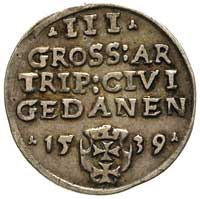 trojak 1539, Gdańsk, końcówka napisu PRVS, koron