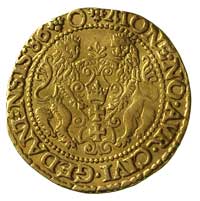 dukat 1586, Gdańsk, Kaleniecki ss. 64-67, H-Cz. 770 R1, T. 25, Fr. 3, złoto 3.40 g, minimalnie gięty