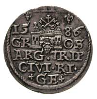 trojak 1586, Ryga, odmiana z małą głową króla, G