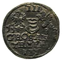 fałszerstwo z epoki trojaka litewskiego z datą 1583, miedź 1.52 g, ciemna patyna