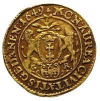 dukat 1649, Gdańsk, Kaleniecki s 370-371, H-Cz. 1909, Fr. 24, T. 14, złoto 3.44 g, ciemna stara pa..