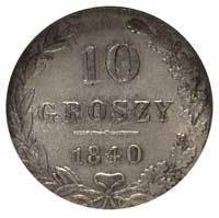 10 groszy 1840, Warszawa, Plage 106, Bitkin 1182, bardzo piękny egzemplarz w pudełku GCN z certyfi..