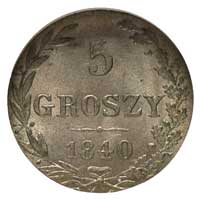 5 groszy 1840, Warszawa, Plage 140. Bitkin 1192, bardzo piękna moneta w pudełku GCN z certyfikatem..