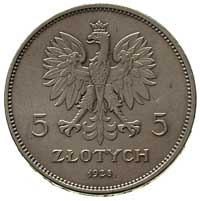 5 złotych 1928, Bruksela, Parchimowicz 114 b, moneta lekko czyszczona