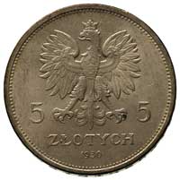 5 złotych 1930, Warszawa, Sztandar, Parchimowicz 115 a, wyśmienity egzemplarz, patyna