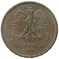 5 złotych 1930, Warszawa, Sztandar, Parchimowicz 115 a, minimalne ryski, ale bardzo ładny egzemplarz