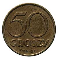 50 groszy 1938, na rewersie wypukły napis PRÓBA,