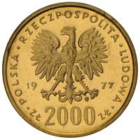 2000 złotych 1977, Warszawa, Fryderyk Chopin, Parchimowicz 342, złoto, stempel lustrzany, moneta w..
