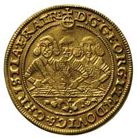 dukat 1657, Brzeg, odmiana z literami E - W, FuS. 1754, Fr. 3200, złoto 3.35 g, wada tła na awersi..