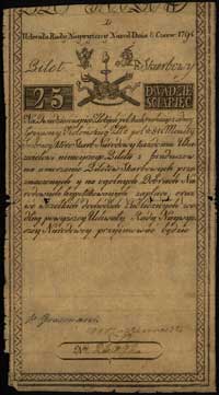 25 złotych 8.06.1794, seria D, znak wodny firmy D & CBlau, Miłczak A3, Lucow 27 (R2)