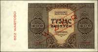 1000 złotych 1945, seria A 1234567, WZÓR, Miłczak 120a, rzadkie