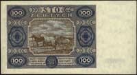 100 złotych emisji 15.07.1947 ale data 1.07.1948, seria AA 0000000, druk koloru niebieskiego, Miłc..