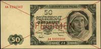 50 złotych 1.07.1948, seria AA 1234567 AA 890000