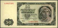 50 złotych 1.07.1948, seria A, numeracja siedmiocyfrowa, Miłczak 138d, lekko przegięty lewy dolny ..