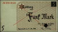 5 marek 15.05.1940, papier kartonowy jednokrotnie perforowany i przekreślony, Miłczak Ł4c
