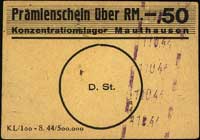 Mauthausen- obóz koncentracyjny - bon obozowy 0,50 marki, Campbell 4076, bardzo rzadki