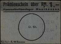 Mauthausen- obóz koncentracyjny - bon obozowy 1 marka, papier szaroniebieski, Campbell 4077.b, bar..