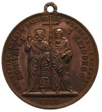 medalik okrągły z uszkiem sygnowany W. GłOWACKI wybity w 1885 na pamiątkę tysiąclecia śmierci św. ..