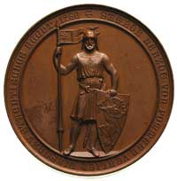 medal na 600 lecie nadania praw miejskich Tczewa, 1860 r., Aw: Stojący z włócznia i tarczą książe ..
