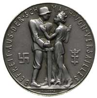 medal- powrót Gdańska do Rzeszy 1.09.1939, Aw: Pesonifikacja Gdańska w objęciach żołnierza niemiec..