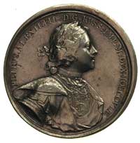 Piotr I 1699-1725, medal - bitwa nad Pełkiną 6.10.1713, Aw: Popiersie w prawo, na ramieniu sygn. T..