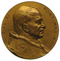 Pius XI 1922-1939, medal z 1925 r., Aw: Popiersie papieża w prawo, z tyłu sygn. S.Johnson, Rw: Pap..