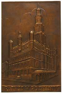 Ratusz w Poznaniu, plakieta niesygnowana autorstwa Stefana Rufina Koźbielewskiego, 1928, brąz 90x6..
