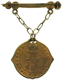 Aleksander II 1855-1881, odznaka sołtysa guberni kaliskiej, 19.02.1864 z zawieszką na łańcuchu, mo..