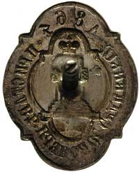 prystaw sądowy, 20.11.1864, odznaka do ubrania cywilnego, biały metal 26x21 mm, komplet z nakrętką..