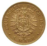 Ludwik II 1864-1886, 5 marek 1877 / D, Monachium, Fr. 3767, J. 195, złoto 1.99 g